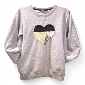 Next Direct Gray Sweatshirt with Black and Gold Sequin Heart